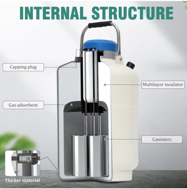 Magula 10L Liquid Nitrogen Container, Ln2 Liquid Nitrogen Dewar, Aluminum Alloy