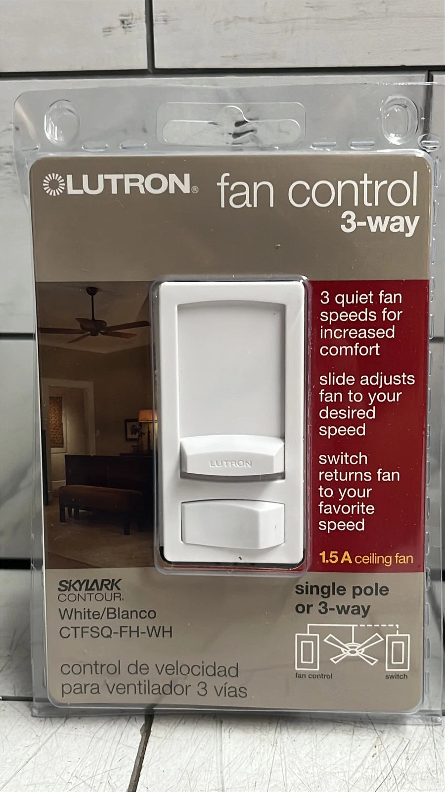 3PK Lutron Skylark CTFSQ-FH-WH 3-Speed Fan Control White P1 New