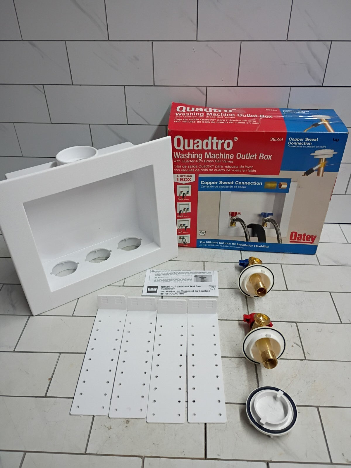 Oatey 38529 Washing Machine Center Drain Outlet Box With Valves Open Box..