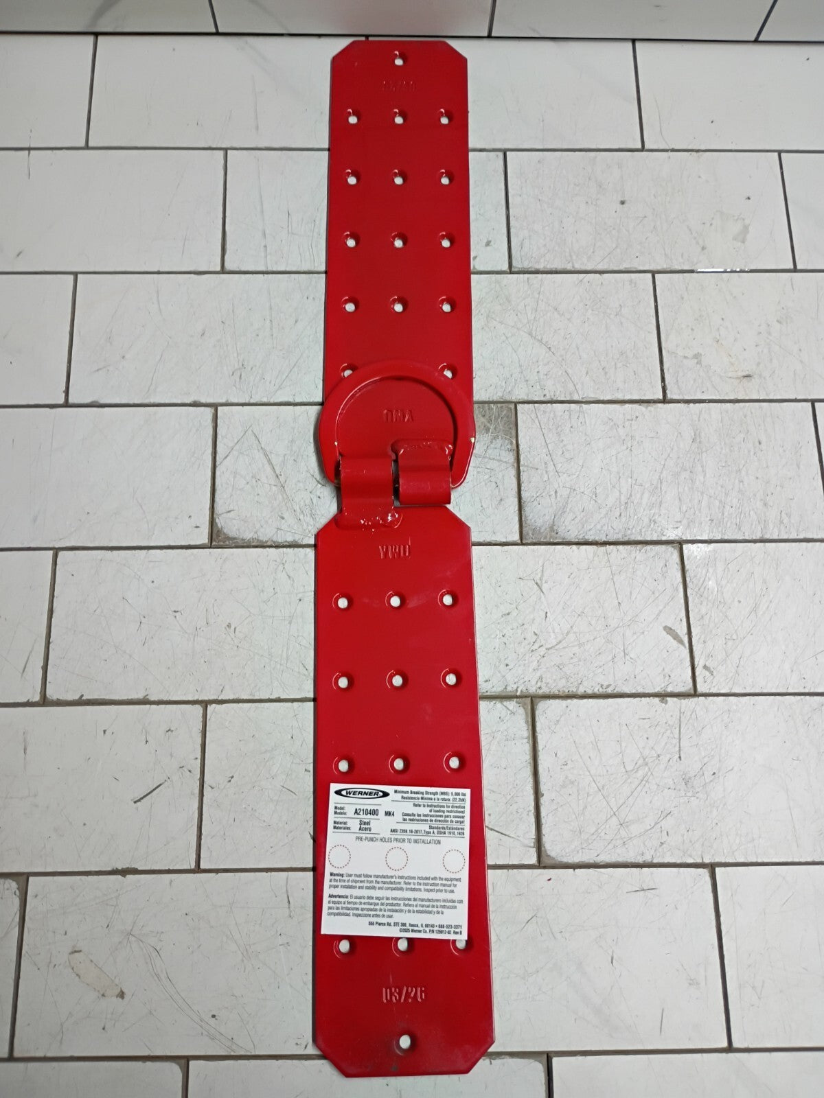 Werner A210400 D-Ring Steel Roof Anchor Trailing Rope Open Box