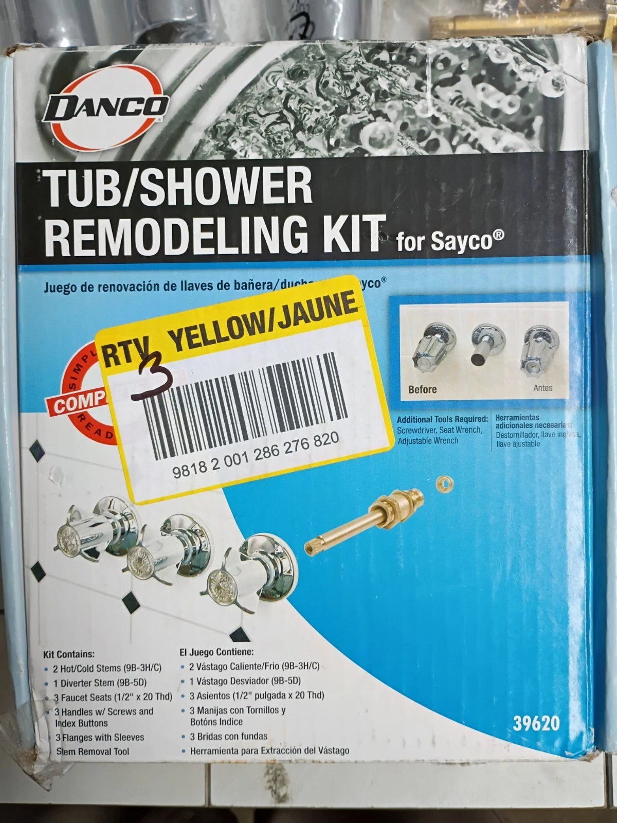 Danco 39620 Tub & Shower Trim Kit for Sayco Faucets 3-Handle Chrome Open Box.