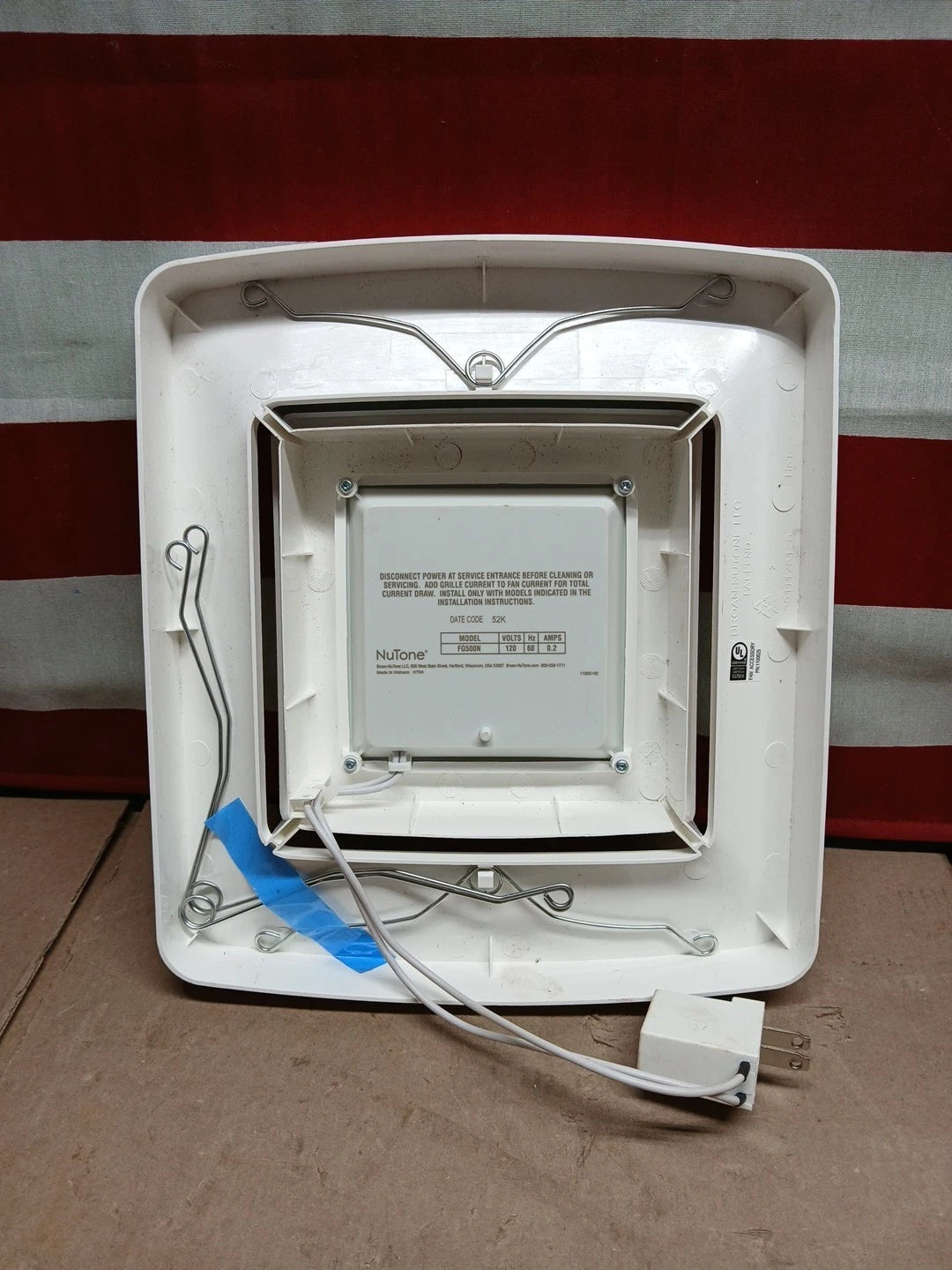 Broan NuTone Bathroom Fan Replacement Cover with Light FG500N in White