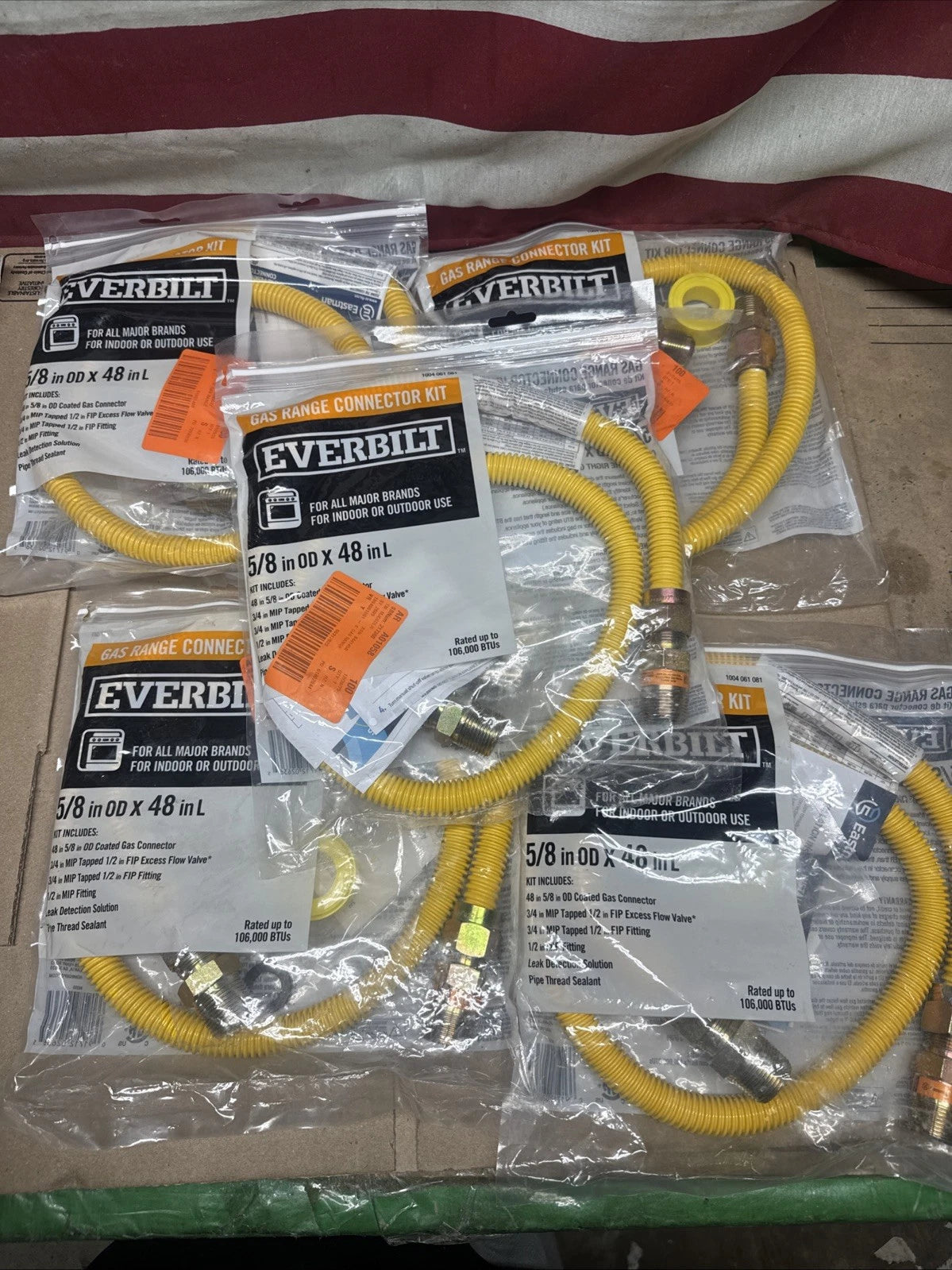 10-PACK EVERBILT GAS RANGE CONNECTOR Kit 5/8" x 48" Indoor/Outdoor All Brands
