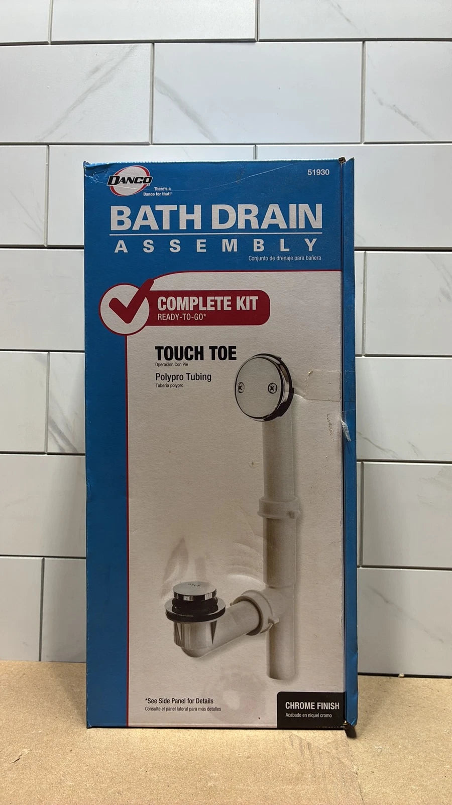 DANCO Touch-Toe push top Tub and Bath Drain Kit - Chrome - 51930