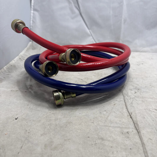 Hot & Cold Washing Machine Fill Hose Line Red/Blue 5FT. 3/4" Connection Ob