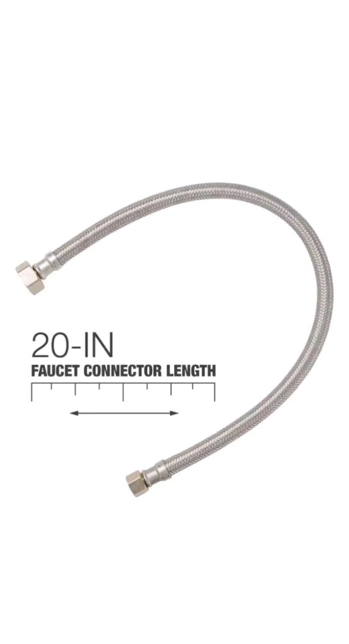 6PK Braided Stainless Steel Faucet Supply Lines 3/8 x 1/2 x 20inch