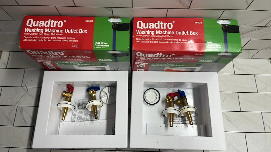 (2 Pack) Oatey Quadtro 38528 Washing Machine Outlet Box With PEX Crimp Valves OB
