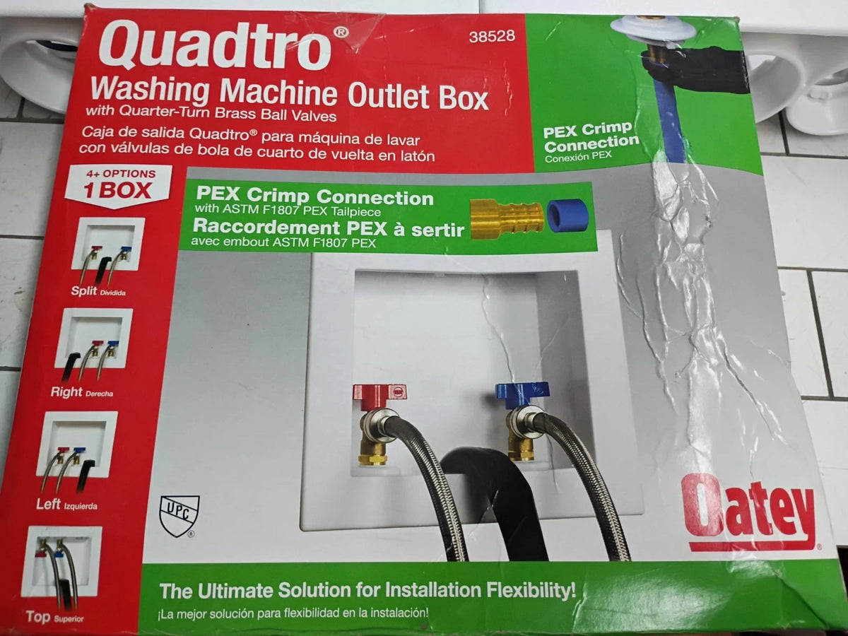 (2 Pack) Oatey Quadtro 38528 Washing Machine Outlet Box With PEX Crimp Valves OB