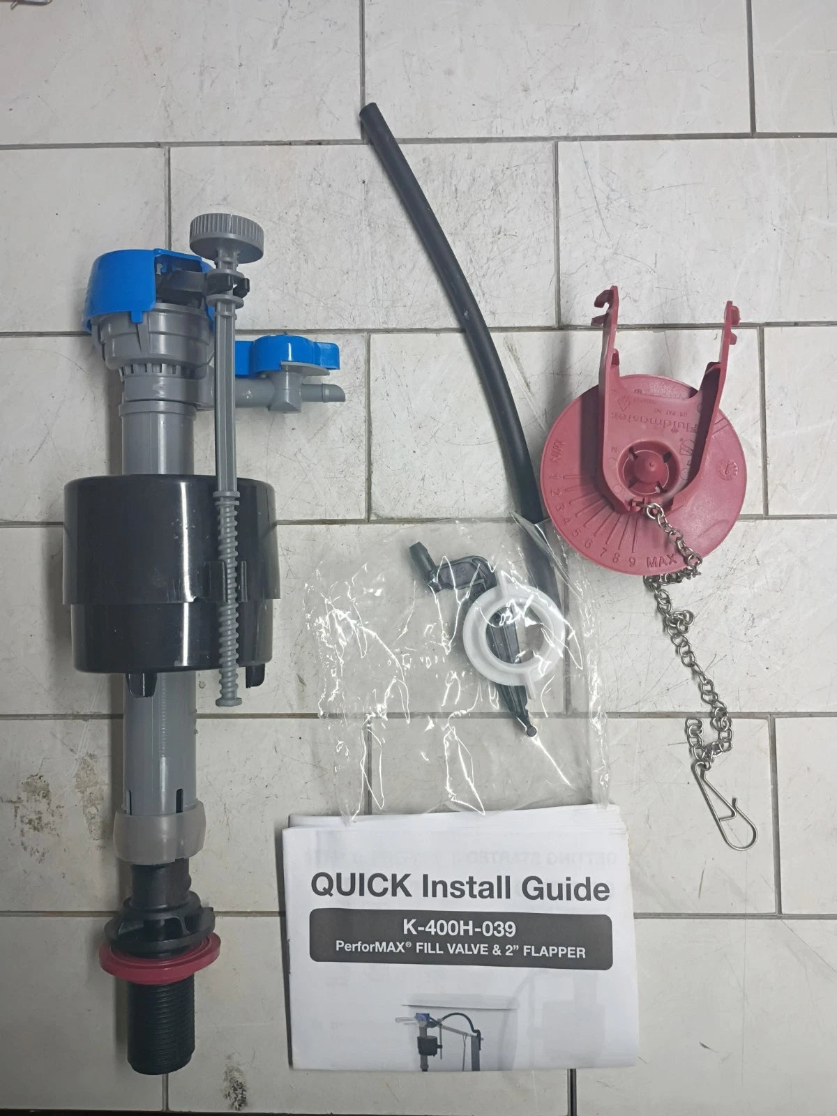 12PK Fluidmaster K-400H-039 Performax Universal Toilet Fill Valve And FlapperKit