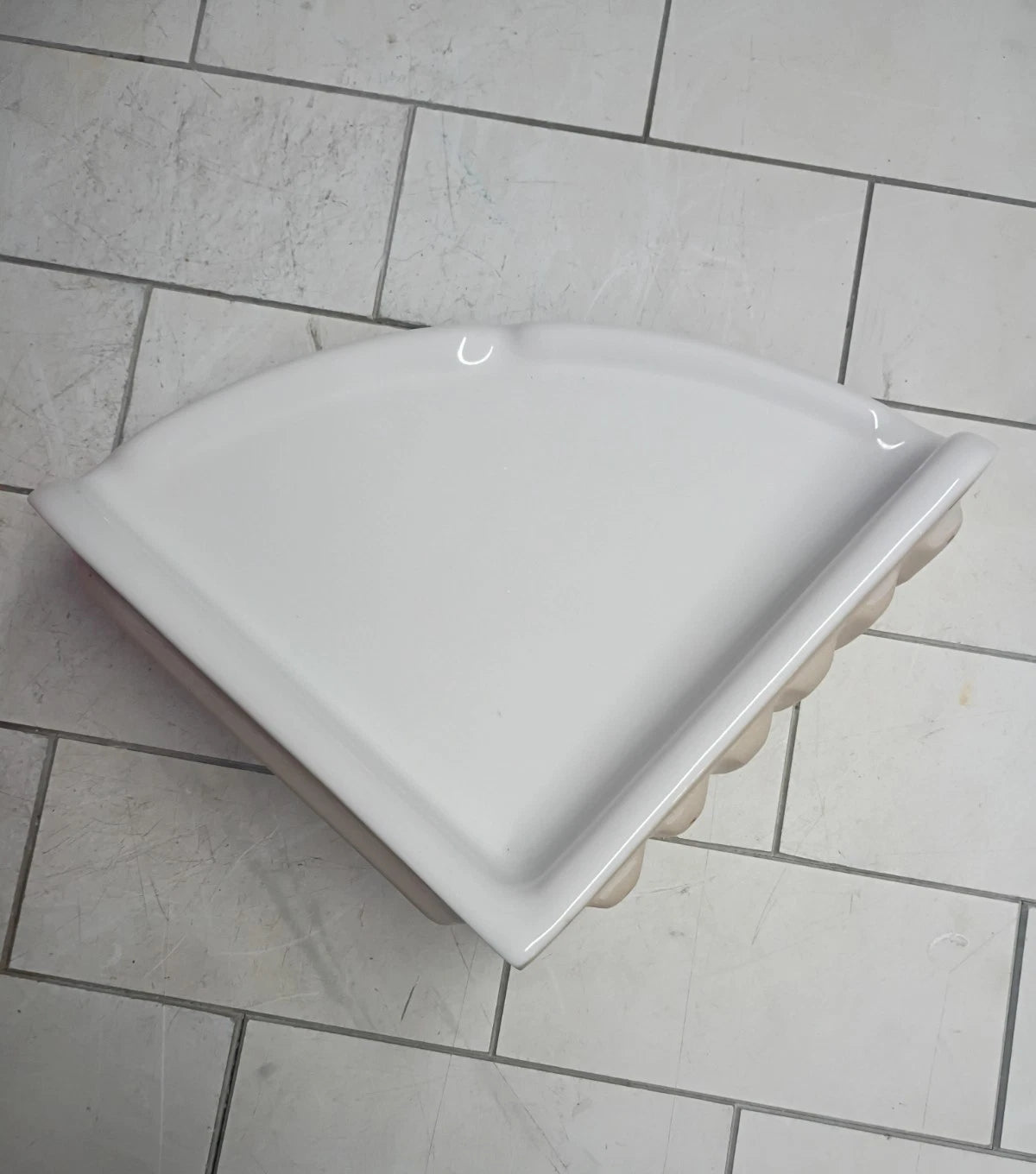 2PK Lenape Porcelain White Bathroom Corner Shelf Shower Storage Organizer. OB