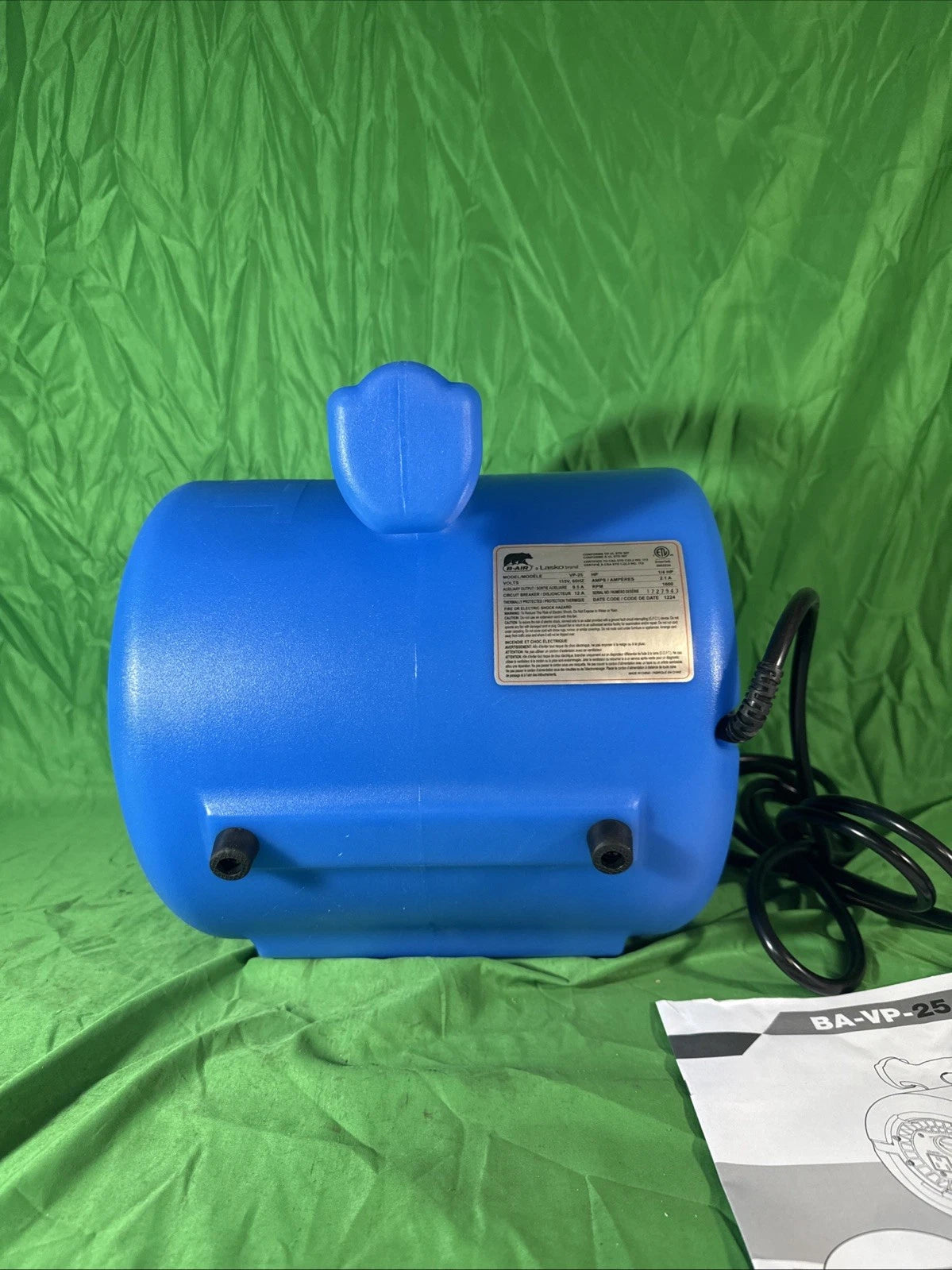 B-Air 1/4 HP Air Mover Blower Fan for Water Damage Restoration in Blue NEW OPENB