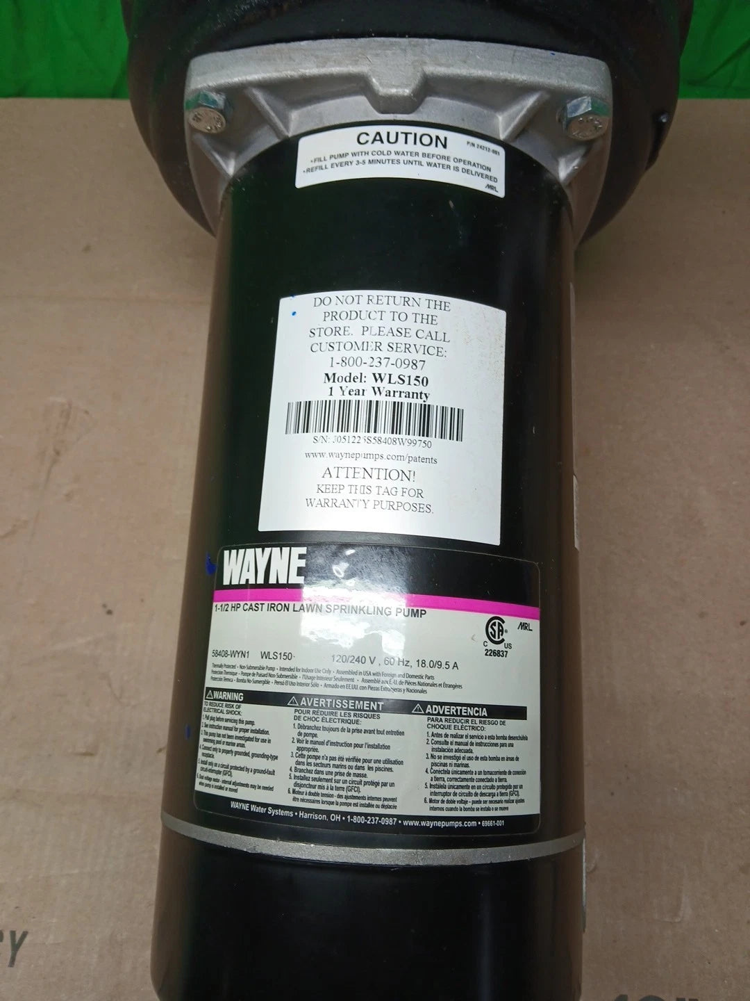 Wayne 1-1/2 HP Cast Iron Quick-Prime Lawn-Sprinkler Pump-.