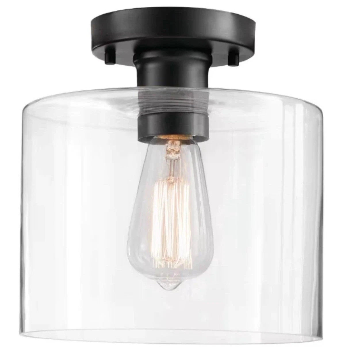 Hampton Bay Westbrook 8 in. 1-Light Matte Black Flush Mount HM20200716-2