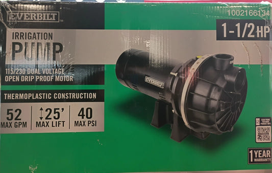 Everbilt HDLS15P Lawn Irrigation Pump Plastic 1-1/2HP FOR PARTS ONLY