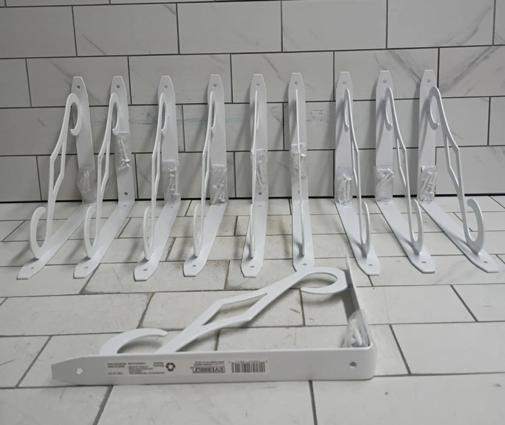 (10 pack) Everbilt colonial 9.7in x 7.7in decorative shelf bracket white 50lbs