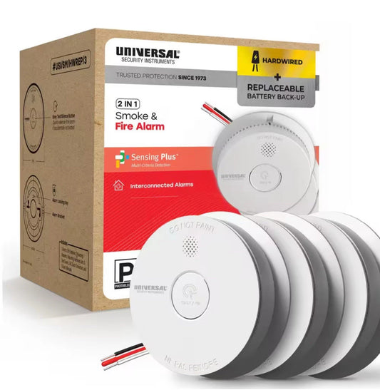 3-PK Universal Hardwired W/ 9V Battery Backup Photoelectric Smoke Detector