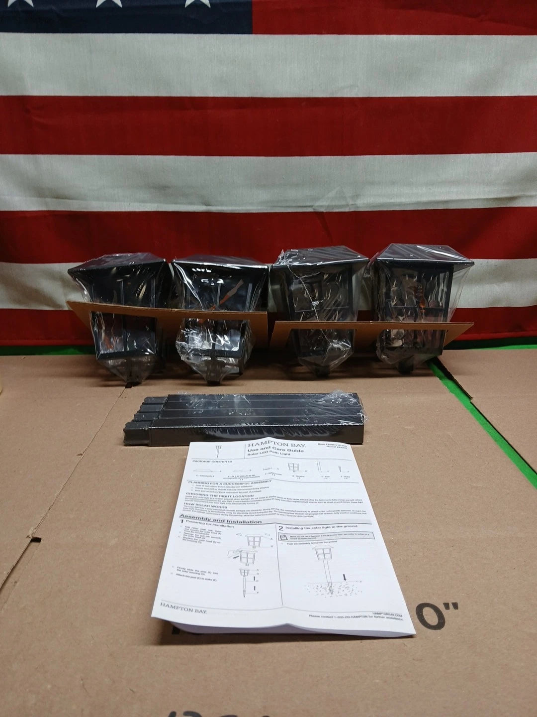 4pk Hampton Bay Black LED Outdoor Solar Path Light