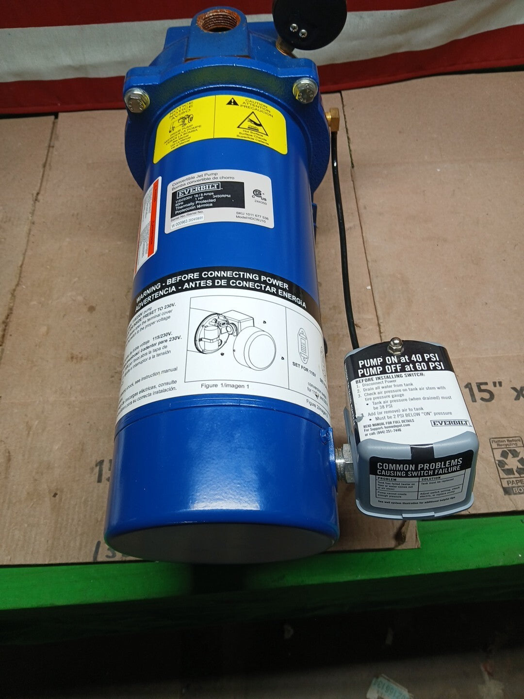 Everbilt 1 HP Professional Convertible Jet Pump. Read Description*PARTS ONLY*