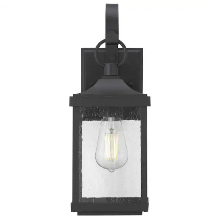 Progress Lighting Park Court 15 in. 1-Light Textured Black Outdoor Wall Lantern