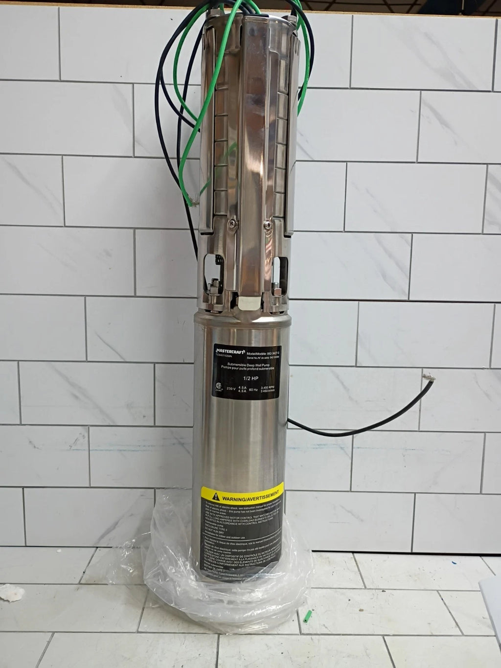 Mastercraft Deep Well Pump 2 or 3 wire 1/2 HP 230V 1300 GPH Open Box