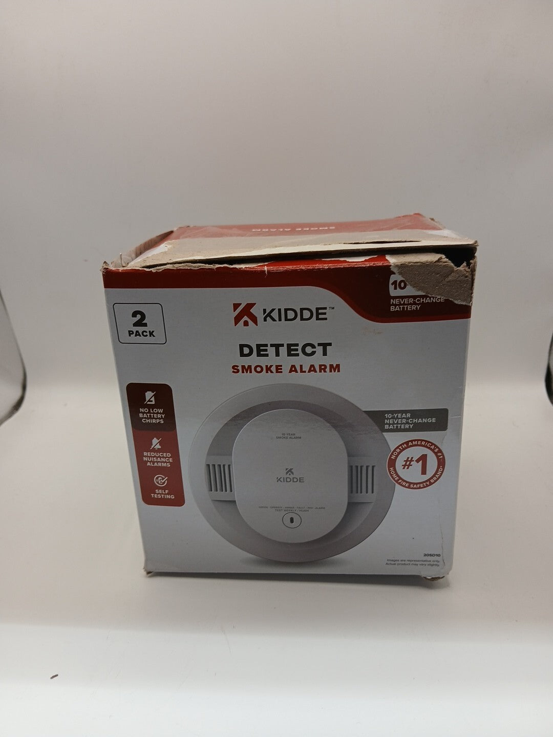 2 PACK Kidde Smoke Detector 10-Year Battery Powered LED Warning Light 20SD10