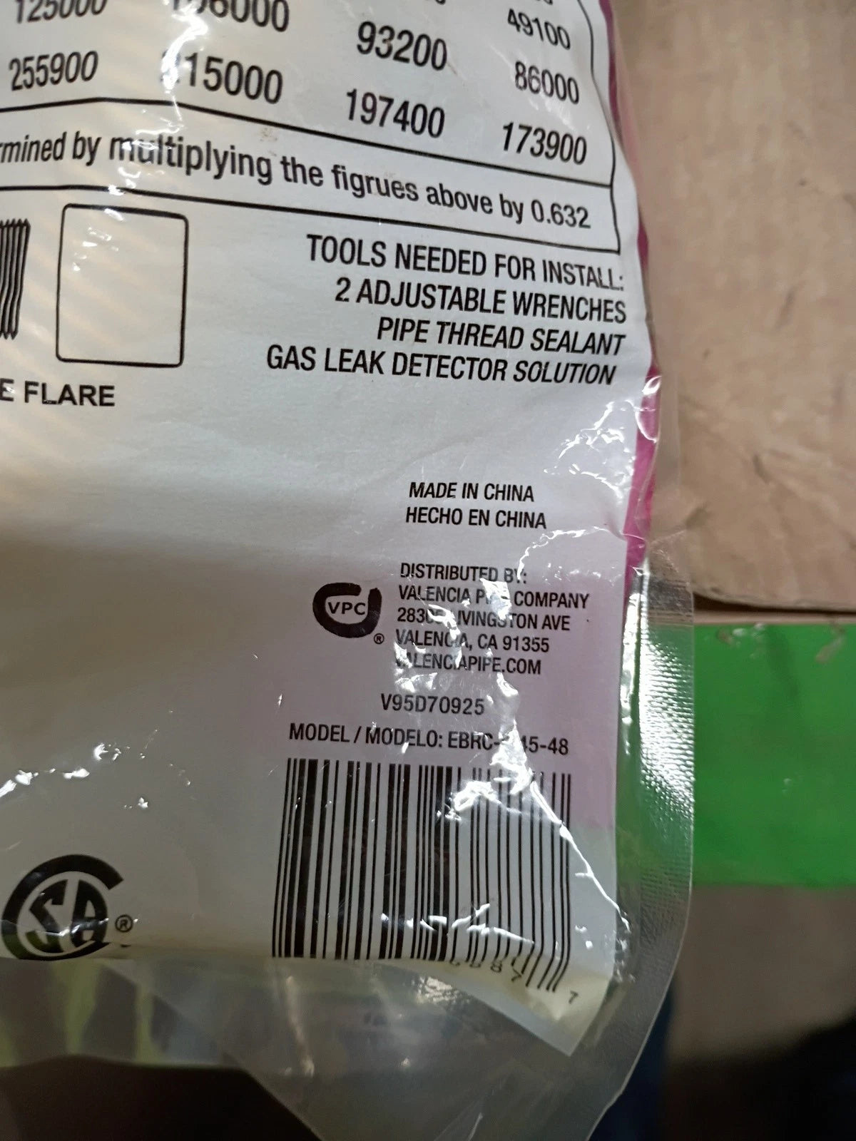 Variety Pack-Everbilt Gas Connector Kit 48" 1/2" 5/8" Range Furnace, open box,