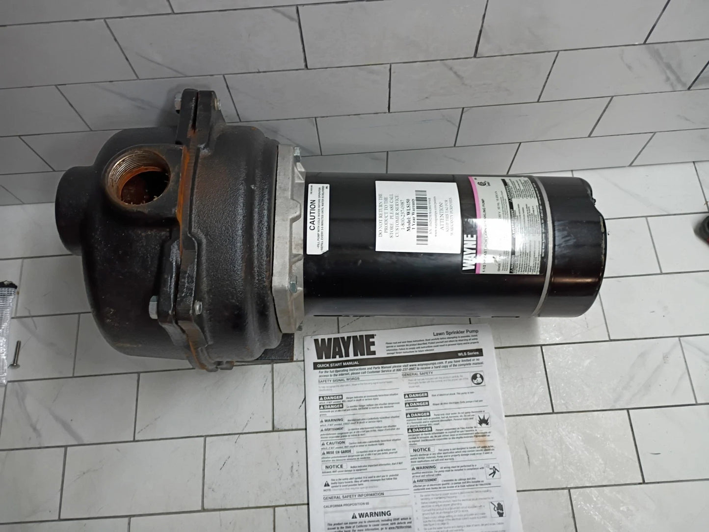 Wayne WLS150 1-1/2HP 230V Castiron Lawn Irrigation Sprinkler pump FOR PARTS ONLY
