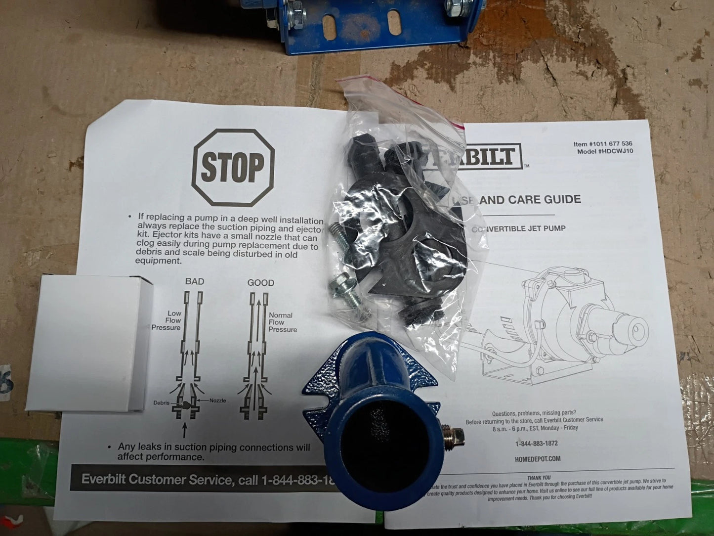 Everbilt 1 HP Professional Convertible Jet Pump Model # 1011677536 FOR PARTS