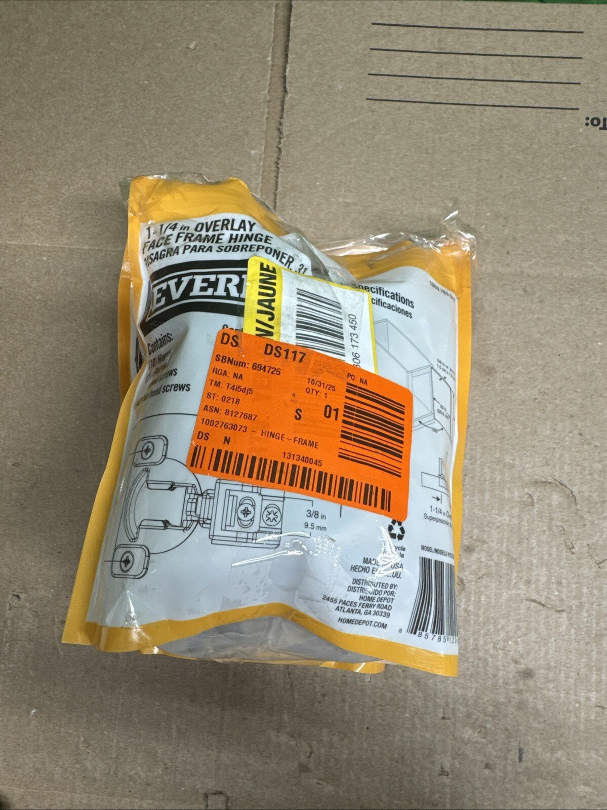 LOT OF 2 Everbilt Overlay Soft Close Face Frame Hinge 105° 35 mm,