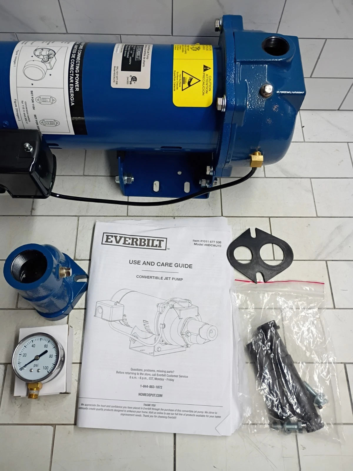 Everbilt HDCWJ10, 1 HP Professional Convertible Jet Pump 24 GPM, OPEN BOX,