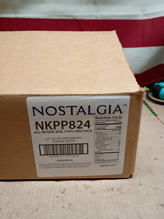 24 Pk Of 10 Oz Nostalgia Popcorn Kernels, Seasoning Salt, & Butter Flavored C...