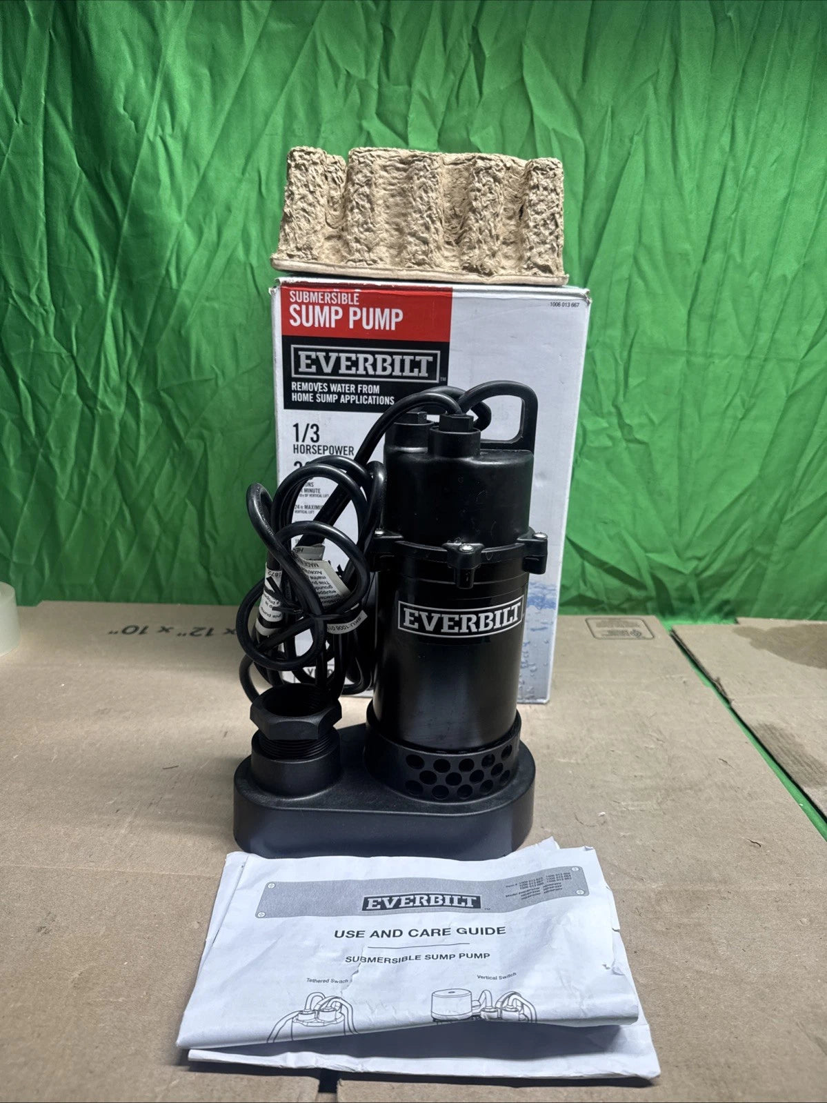 Everbilt 1/3 HP Corrosion Resistant Aluminum Sump Pump w/ Tether Switch NEW OB.