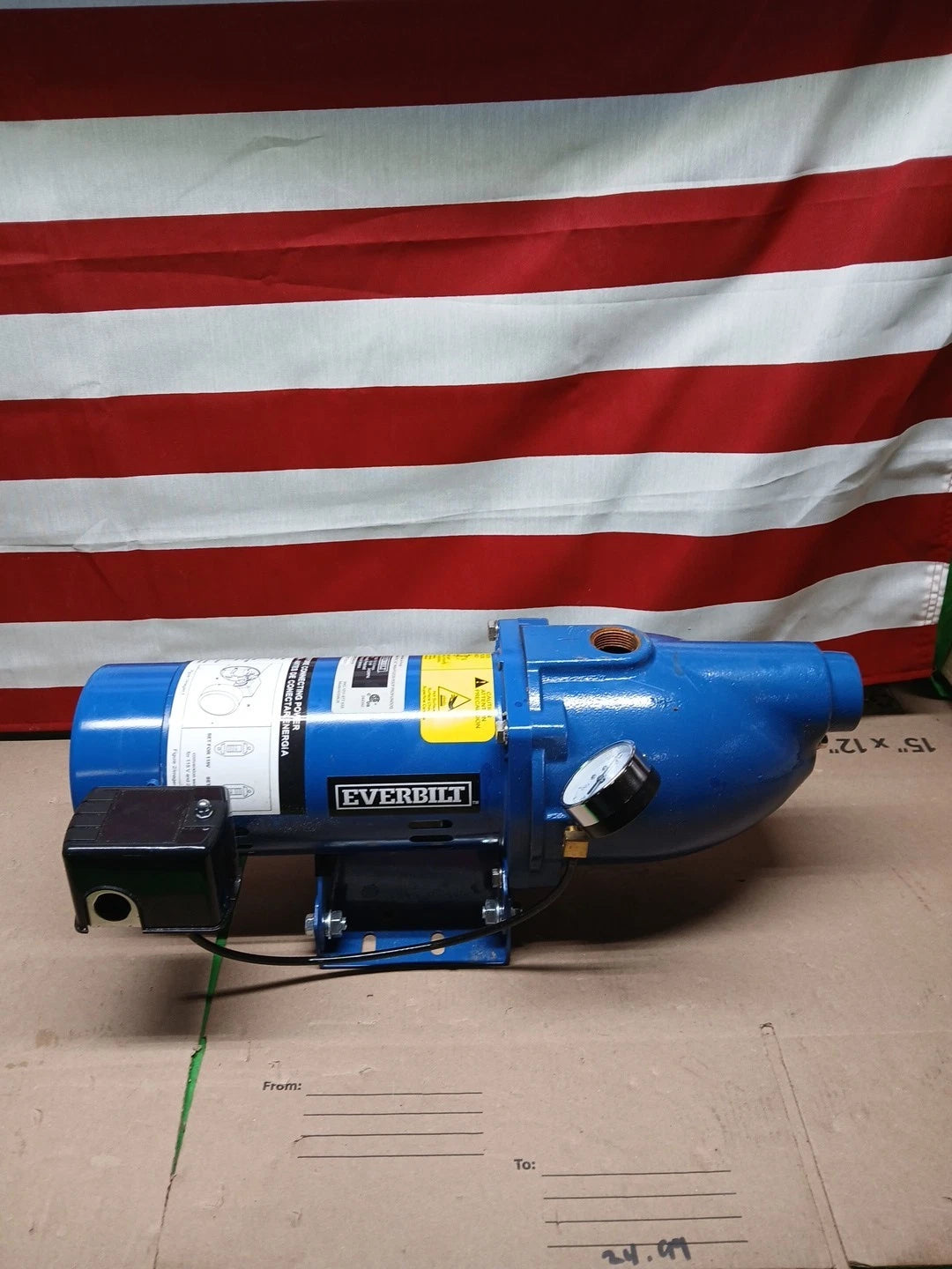 Everbilt Shallow Well Jet Pump Cast Iron 1/2HP HDSWJ5, Used Or For Parts Only