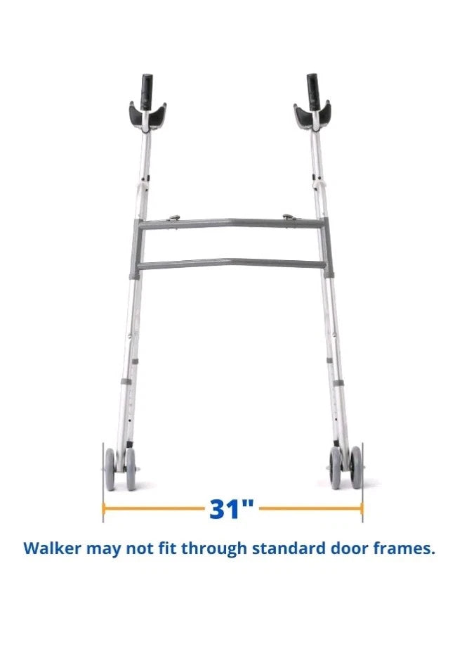 NEW Medline Upright Forearm Armrest Stability Walker 5” Dual Wheels Height. OB