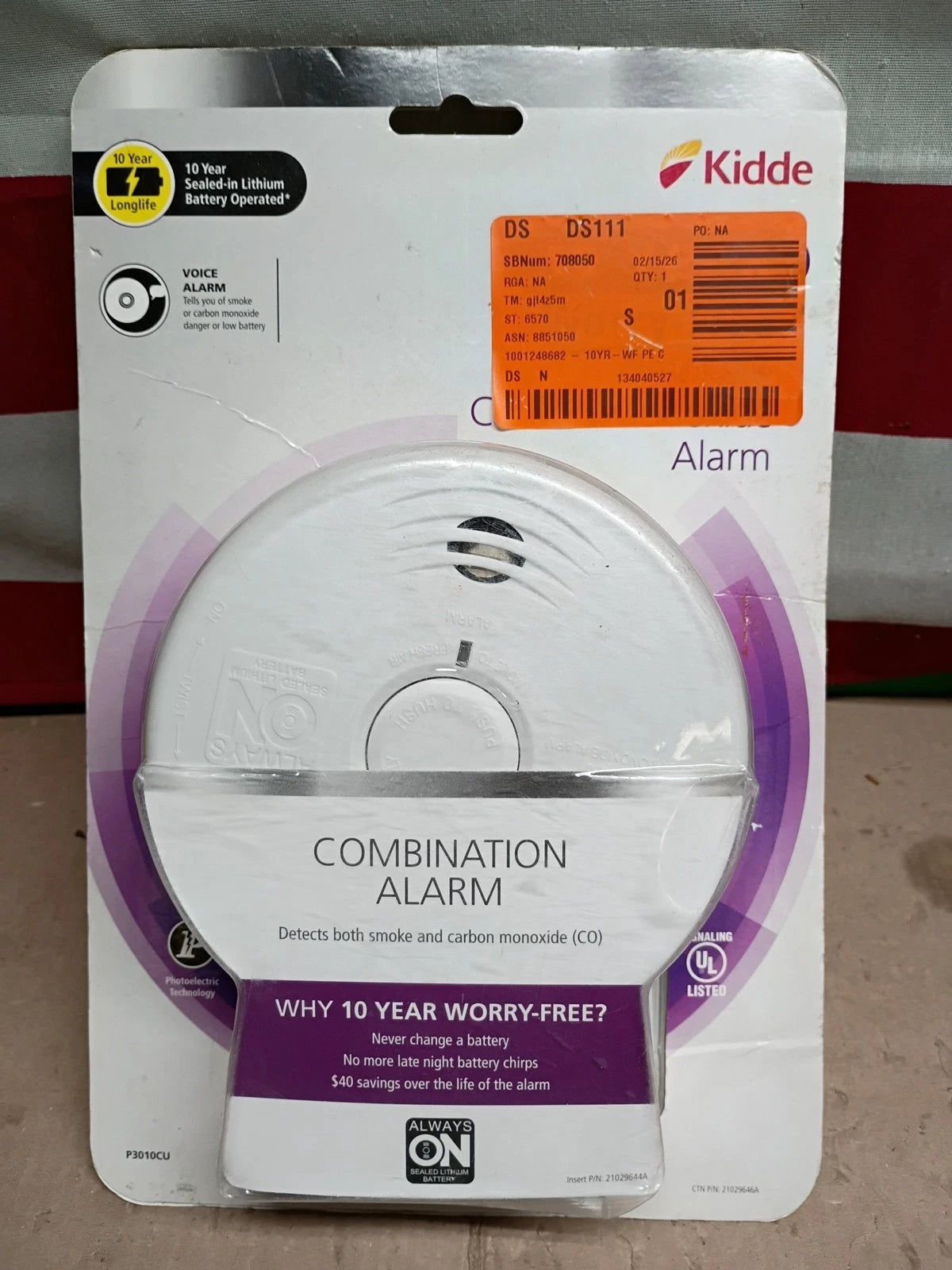 Combination Alarm Kidde, Smoke & Carbon Monoxide Detector, P3010CU, New in Box,,