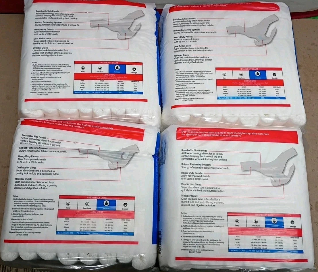 Cardinal Health WINGS Super Quilted Adult Briefs 3XL 4XL 4 Packs of 8 Open Box