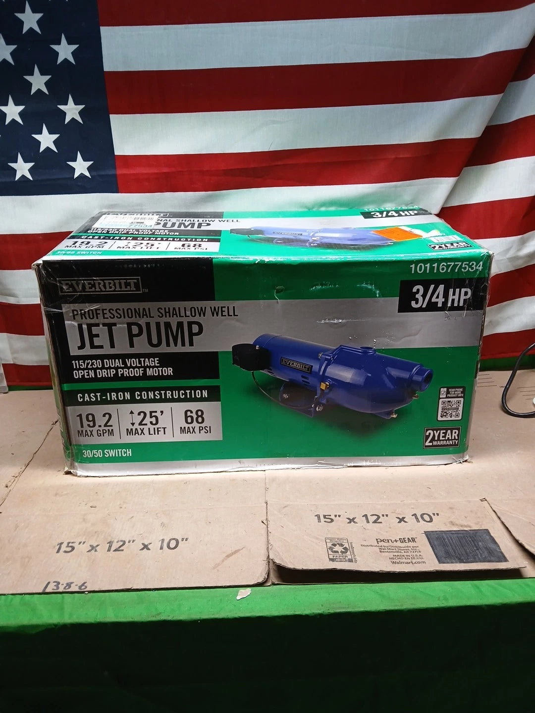 Everbilt 3/4 HP Cast Iron Shallow Well Jet Pump HDSWJ7 as is, For Parts
