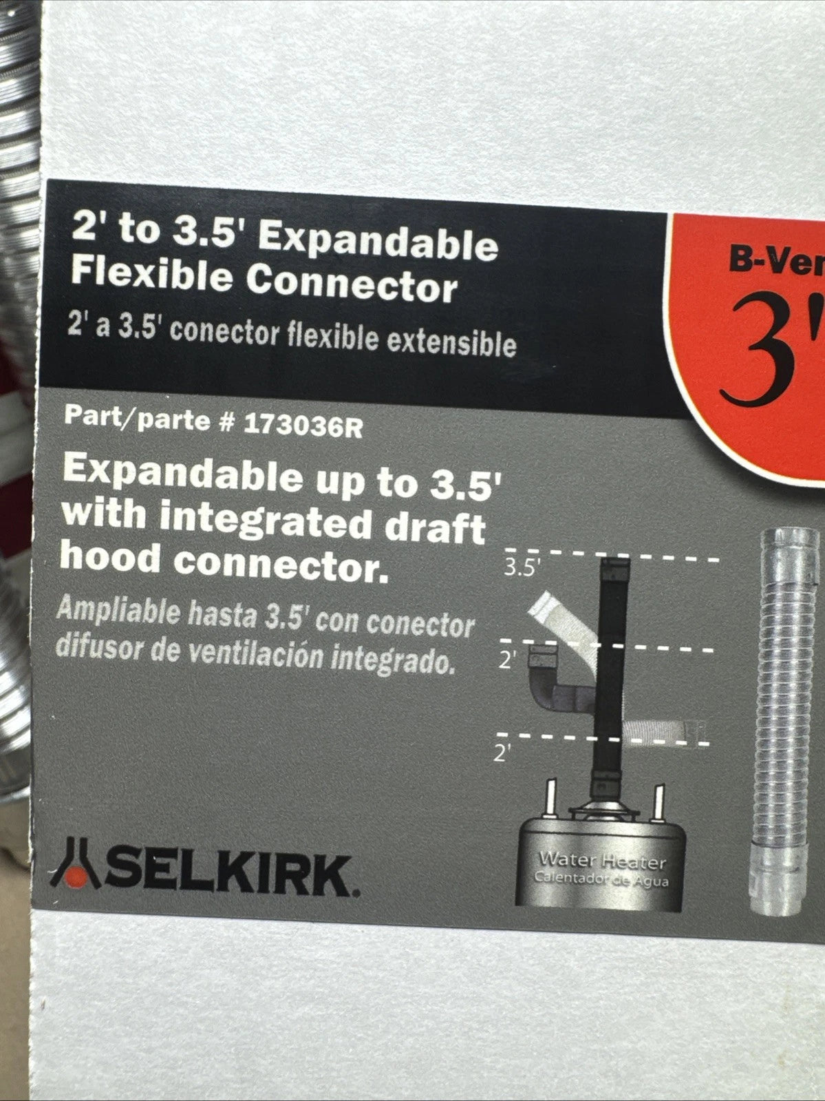 3 Pack SELKIRK 173036R 3” B-vent 2-3.5FT Expandable Flexible Connector NEW