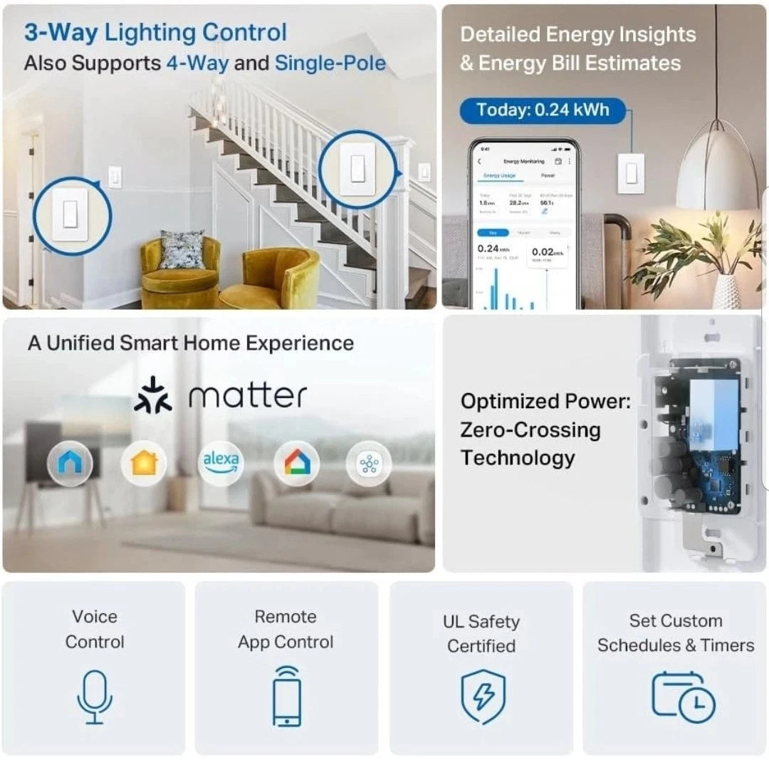 TP-Link Tapo Smart Switch Tapo S515 White Energy Monitoring Toggle Switch
