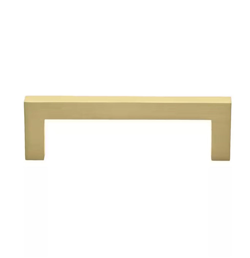 Lot Of 9 GlideRite 3-3/4" CC Square Cabinet Bar Pull Satin Gold - 21683-96-SG-1