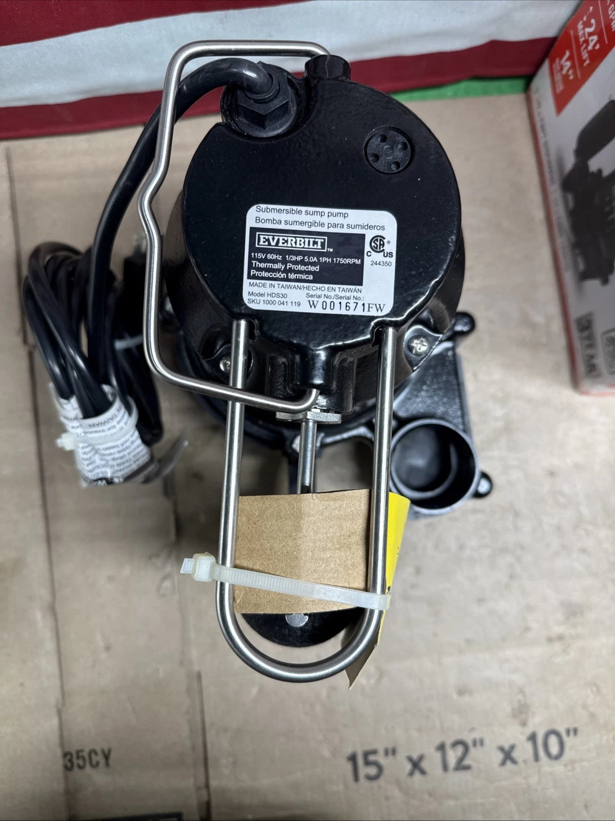 Everbilt 1/3 HP Cast Iron Submersible Sump Pump HDS30 NEW OB