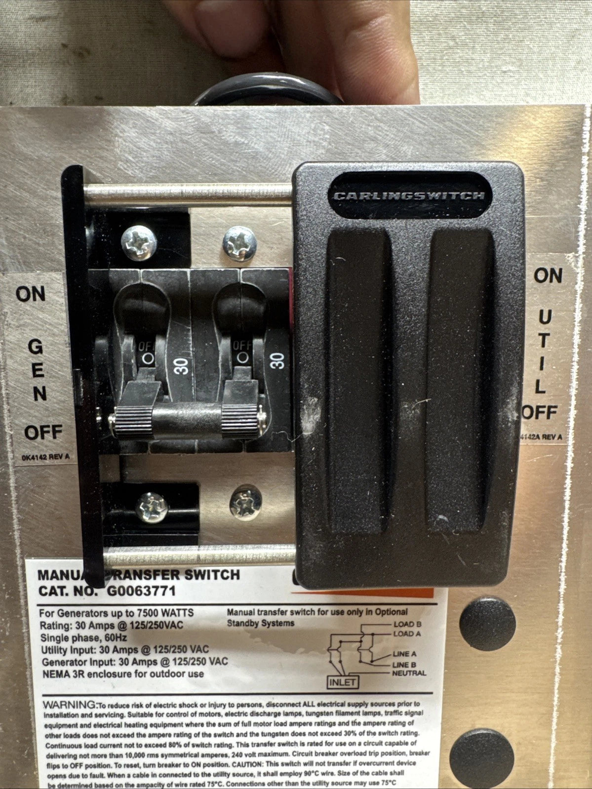 Generac Model#: G0063771 30-Amp 1-2 Circuit Manual Transfer SwitchBase