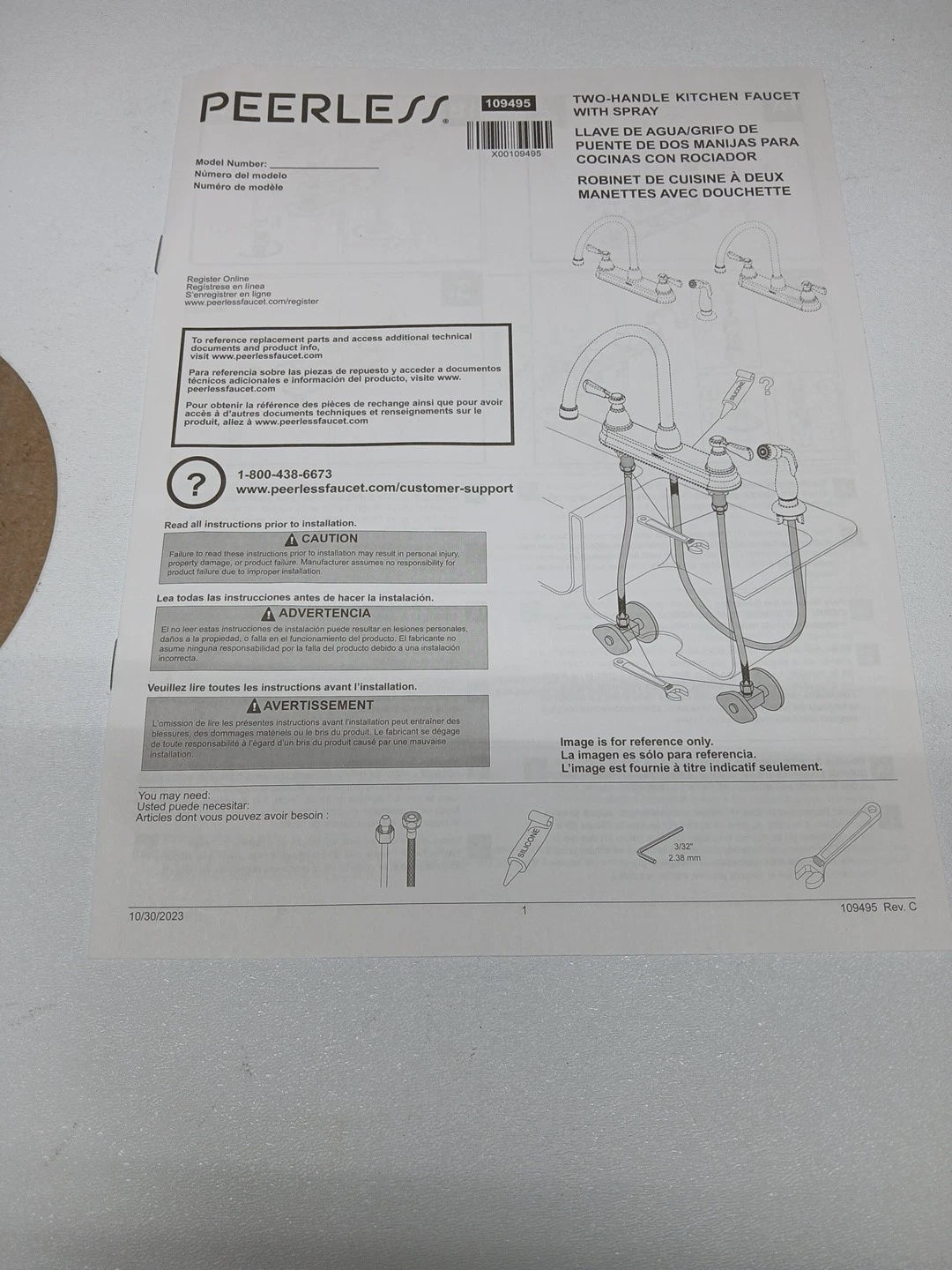 Peerless P2965LF-SS Two-Handle Kitchen Faucet w/Twist Aerator Stainless
