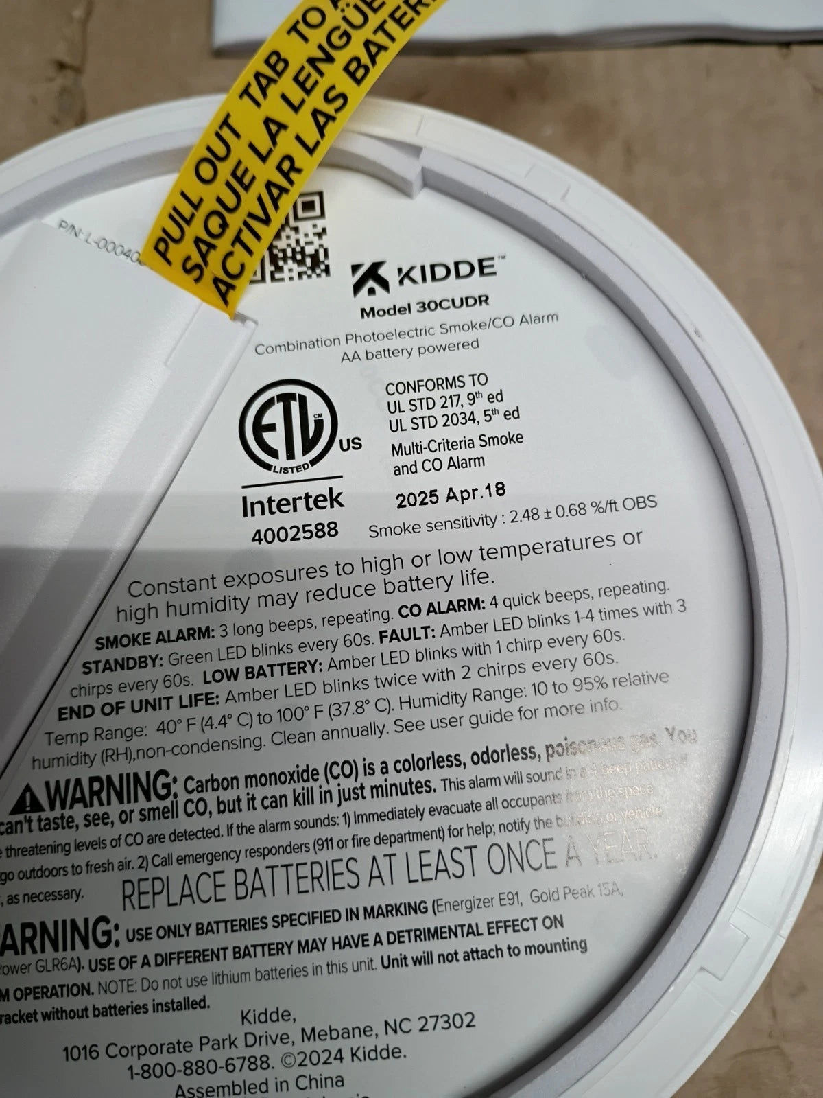 Kidde 30CUDR Detect Smoke +Carbon Monoxide Alarm 10 YEAR OB