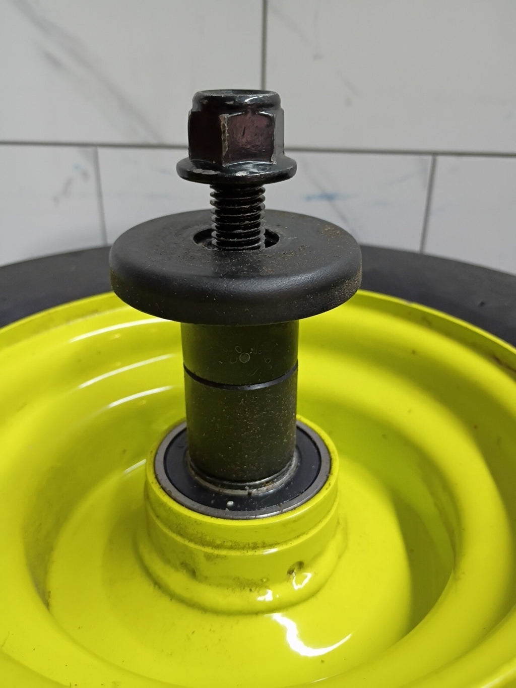 Front Wheel with Tire for Ryobi Z42Li 80v Zero Turn Mower + Axel & Spacers Used