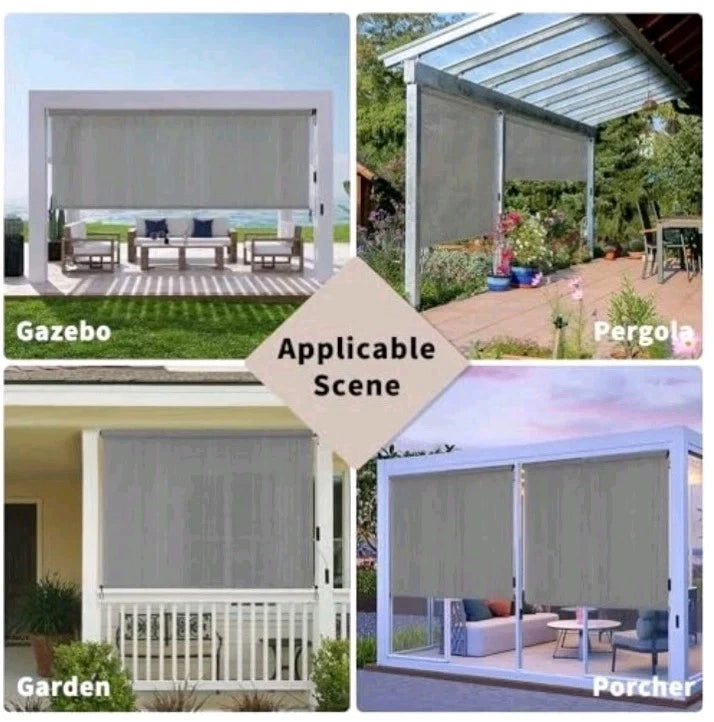 Outdoor Sunshade Roller Shade 5'W x 8'H (60" Wx96 H), 60"W x 96"H Dark Grey. OB