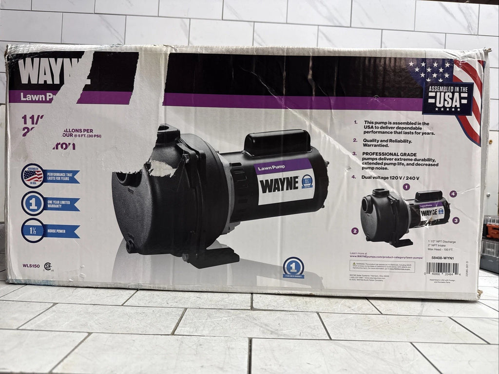 Wayne WLS150 1-1/2 HP Cast Iron Quick-Prime Lawn-irrigation Sprinkler Pump. NOB