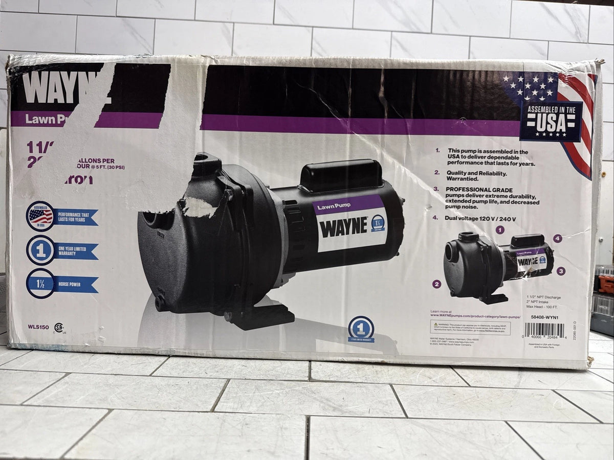Wayne WLS150 1-1/2 HP Cast Iron Quick-Prime Lawn-irrigation Sprinkler Pump. NOB