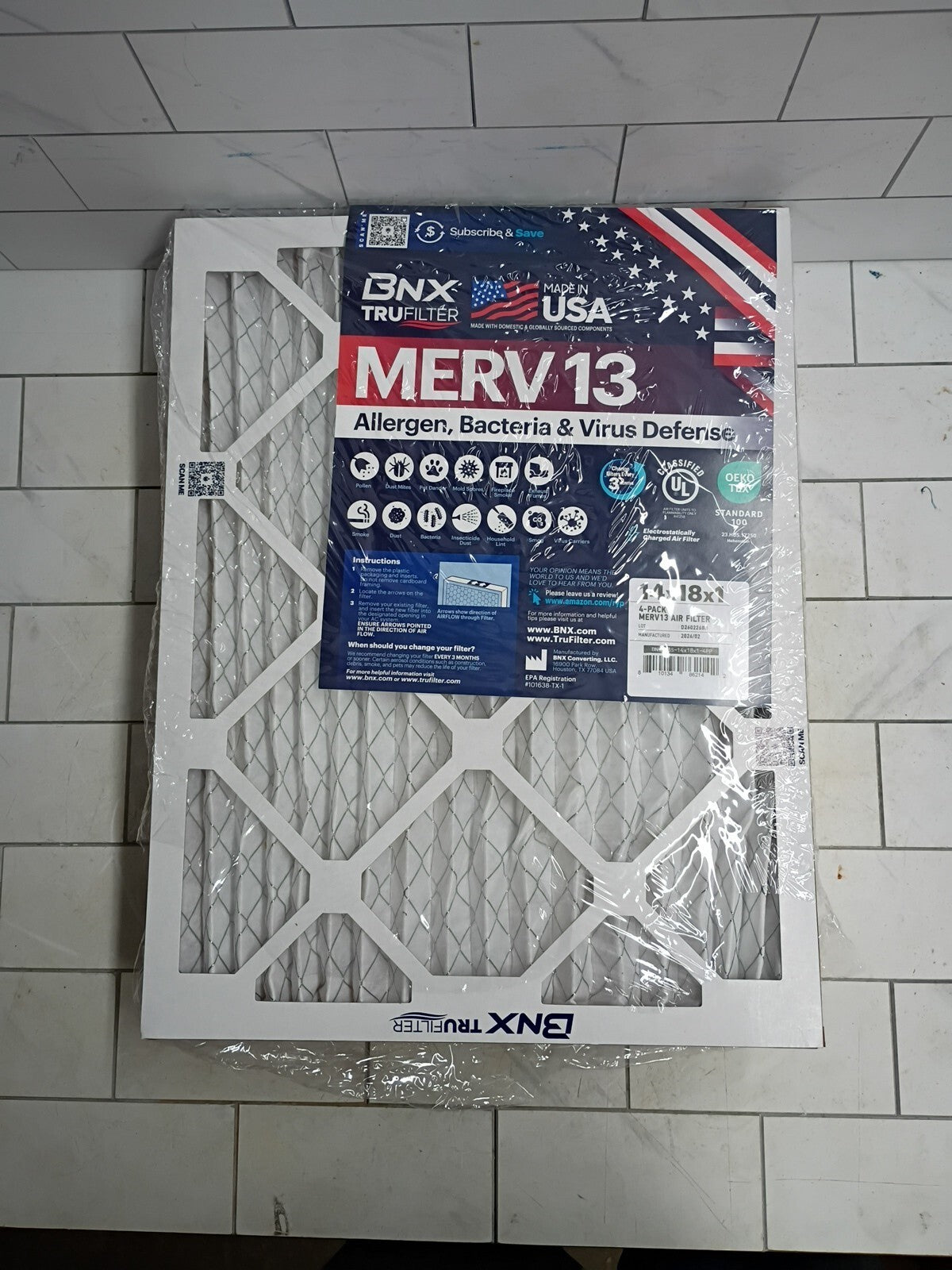 MERV 13 14x18x1 Electrostatic Air Filters 4-Pack for HVAC  AC Systems Open Box