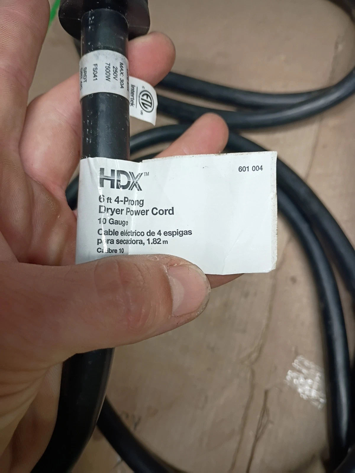 3pck HDX HD#601-004 6 ft. 10/4 30 Amp 4-Prong Dryer Power Cord, Open Box,